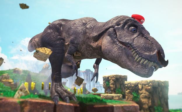 Mario, en la piel de un dinosaurio./