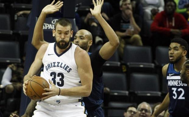 Marc Gasol durante el partido./Efe