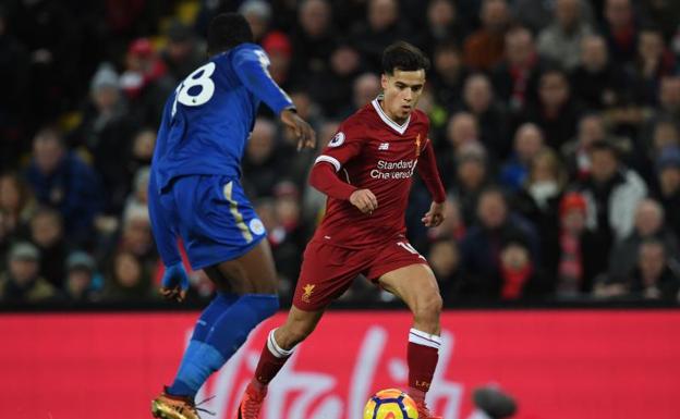 El brasileño Philippe Coutinho, con el Liverpool. /AFP