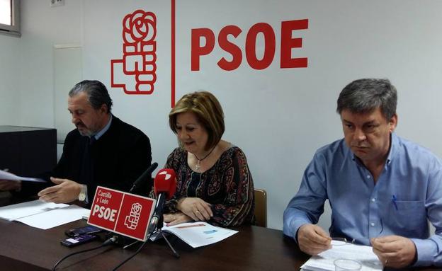 Toribio Plaza, Rosa López y Marcelino García Antúnez comparecen ante los periodistas. /WORD