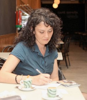 Raquel García, en su visita ayer a Valladolid. ::
HENAR SASTRE/
