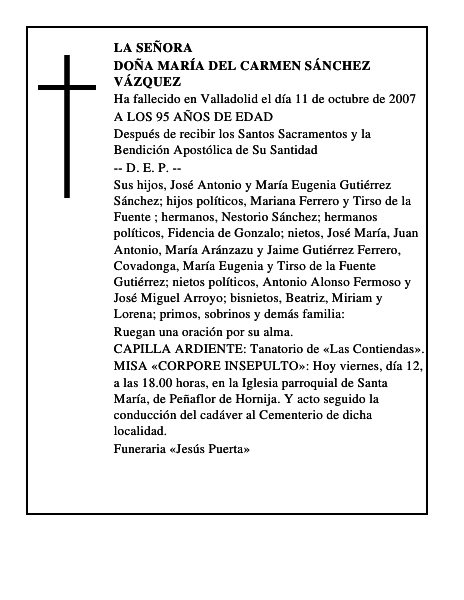 DOÑA MARÍA DEL CARMEN SÁNCHEZ VÁZQUEZ