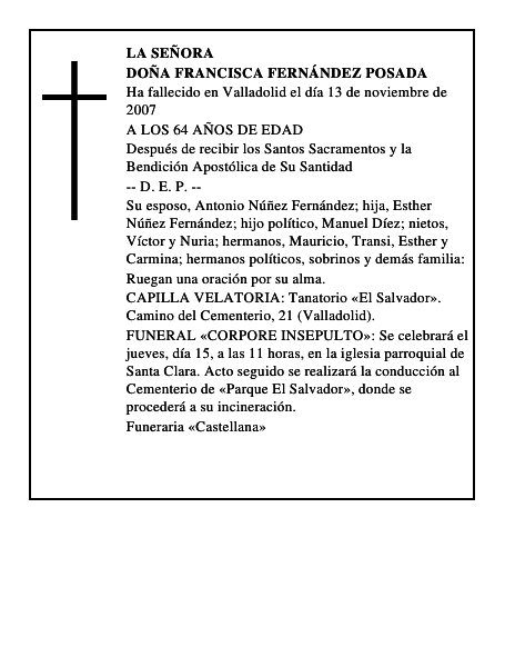 DOÑA FRANCISCA FERNÁNDEZ POSADA