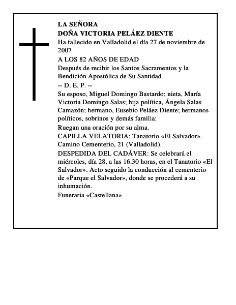 DOÑA VICTORIA PELÁEZ DIENTE