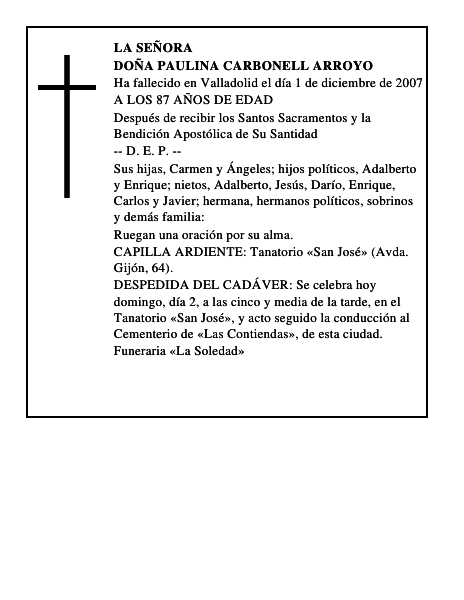 DOÑA PAULINA CARBONELL ARROYO