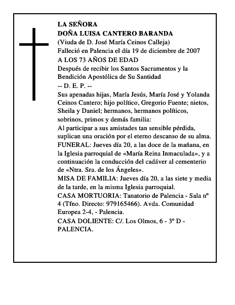 DOÑA LUISA CANTERO BARANDA