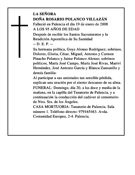 DOÑA ROSARIO POLANCO VILLAZÁN