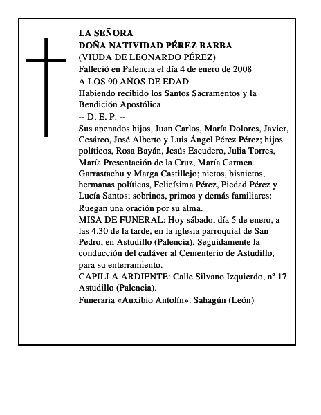 DOÑA NATIVIDAD PÉREZ BARBA