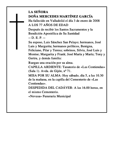 DOÑA MERCEDES MARTÍNEZ GARCÍA