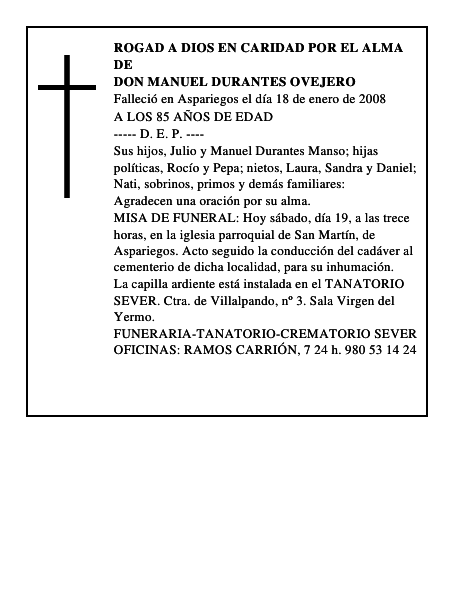 DON MANUEL DURANTES OVEJERO