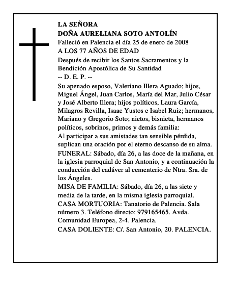 DOÑA AURELIANA SOTO ANTOLÍN