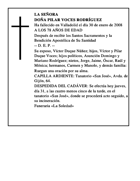 DOÑA PILAR VOCES RODRÍGUEZ