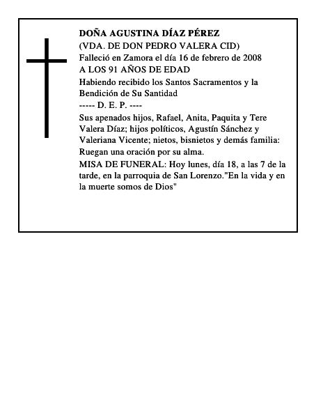DOÑA AGUSTINA DÍAZ PÉREZ