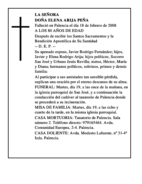 DOÑA ELENA ARIJA PEÑA