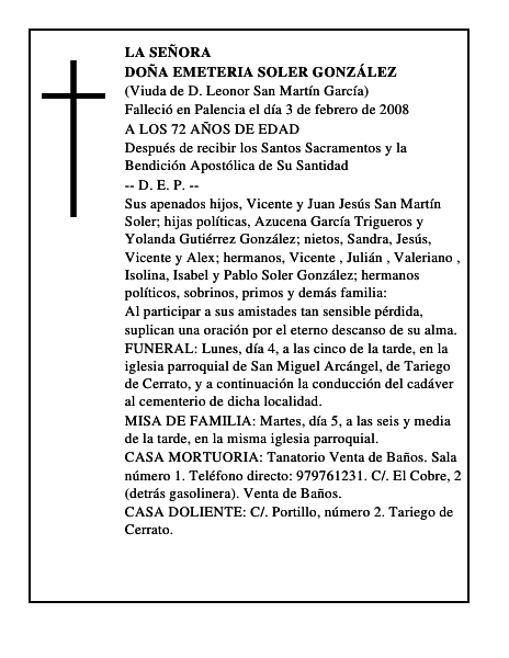 DOÑA EMETERIA SOLER GONZÁLEZ