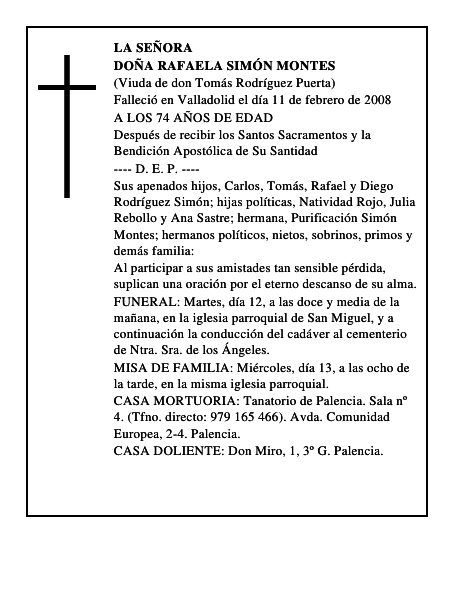 DOÑA RAFAELA SIMÓN MONTES