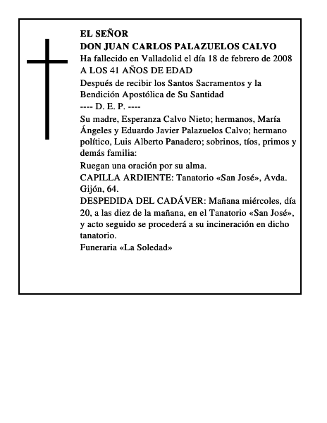 DON JUAN CARLOS PALAZUELOS CALVO