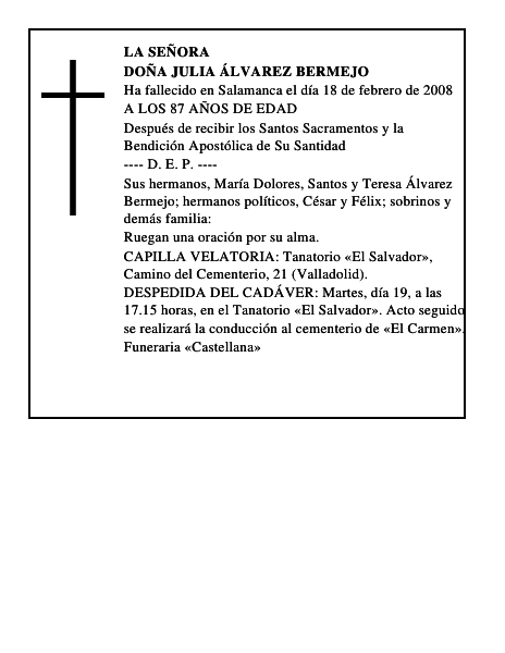 DOÑA JULIA ÁLVAREZ BERMEJO