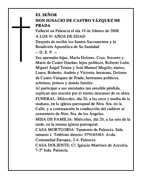 DON IGNACIO DE CASTRO VÁZQUEZ DE PRADA