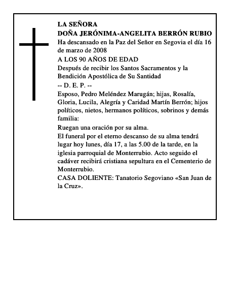 DOÑA JERÓNIMA-ANGELITA BERRÓN RUBIO