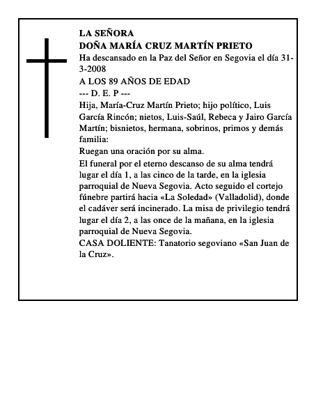 DOÑA MARÍA CRUZ MARTÍN PRIETO