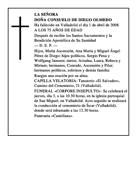 DOÑA CONSUELO DE DIEGO OLMEDO