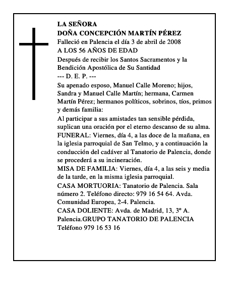 DOÑA CONCEPCIÓN MARTÍN PÉREZ