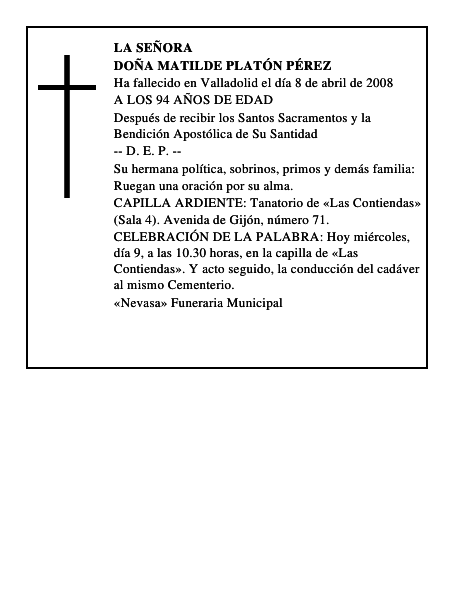 DOÑA MATILDE PLATÓN PÉREZ
