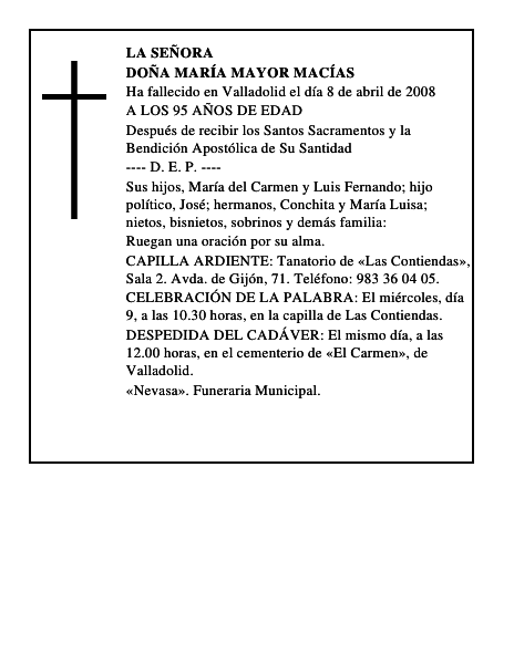 DOÑA MARÍA MAYOR MACÍAS