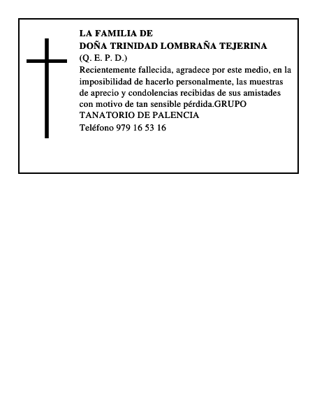DOÑA TRINIDAD LOMBRAÑA TEJERINA