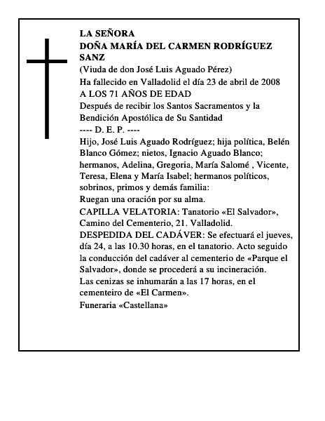 DOÑA MARÍA DEL CARMEN RODRÍGUEZ SANZ