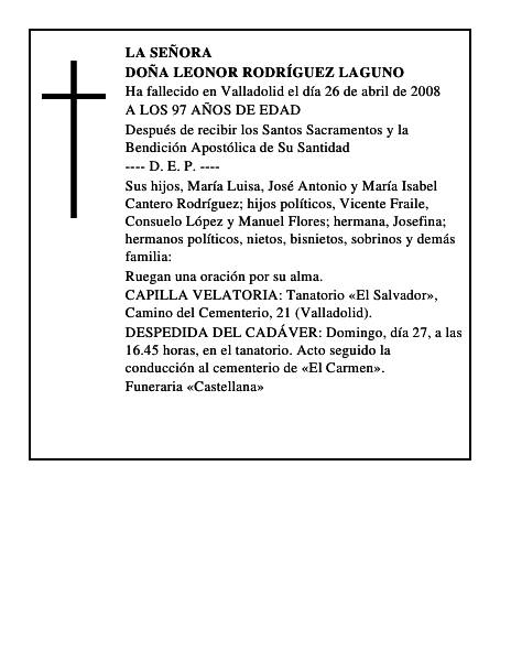 DOÑA LEONOR RODRÍGUEZ LAGUNO