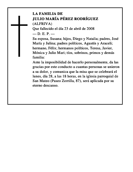 JULIO MARÍA PÉREZ RODRÍGUEZ