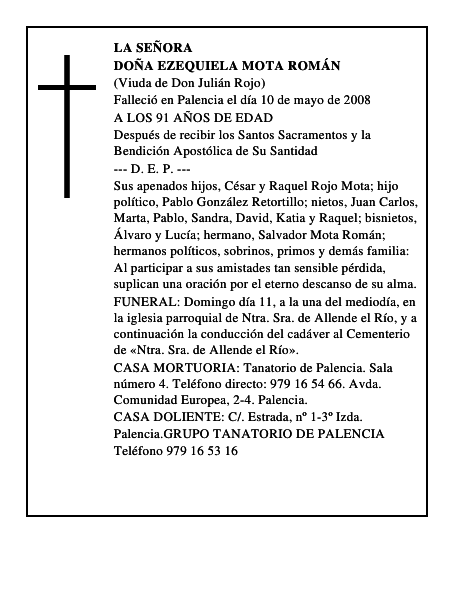 DOÑA EZEQUIELA MOTA ROMÁN