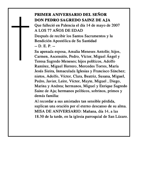 DON PEDRO SAGREDO SAINZ DE AJA
