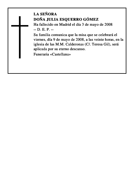 DOÑA JULIA ESQUERRO GÓMEZ