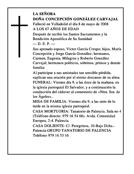 DOÑA CONCEPCIÓN GONZÁLEZ CARVAJAL