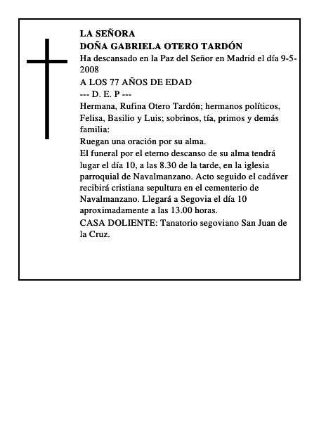 DOÑA GABRIELA OTERO TARDÓN