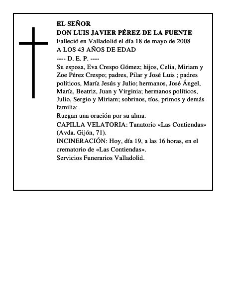 DON LUIS JAVIER PÉREZ DE LA FUENTE