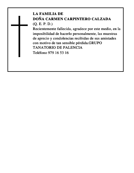 DOÑA CARMEN CARPINTERO CALZADA