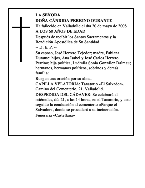 DOÑA CÁNDIDA PERRINO DURANTE