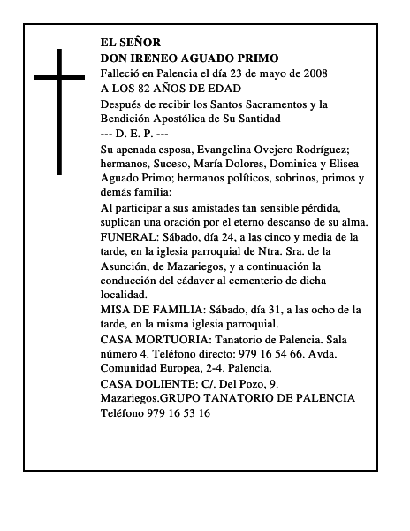 DON IRENEO AGUADO PRIMO