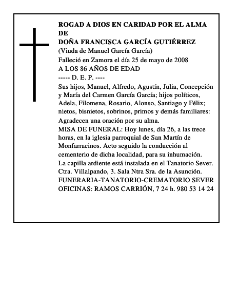 DOÑA FRANCISCA GARCÍA GUTIÉRREZ