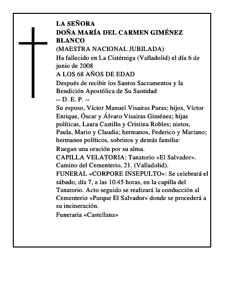 DOÑA MARÍA DEL CARMEN GIMÉNEZ BLANCO