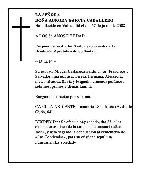 DOÑA AURORA GARCÍA CABALLERO