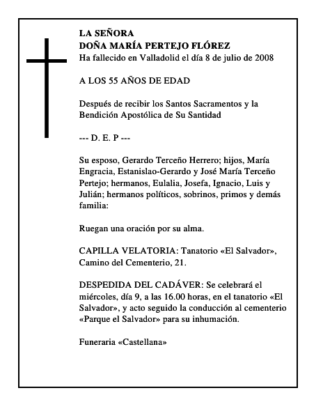 DOÑA MARÍA PERTEJO FLÓREZ