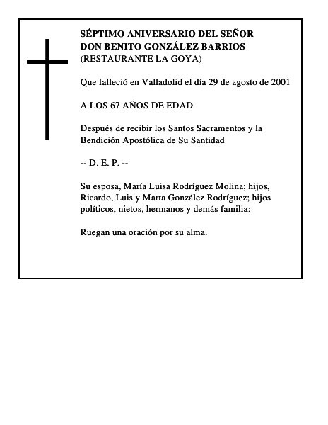 DON BENITO GONZÁLEZ BARRIOS