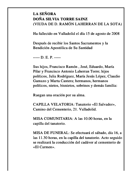 DOÑA SILVIA TORRE SAINZ