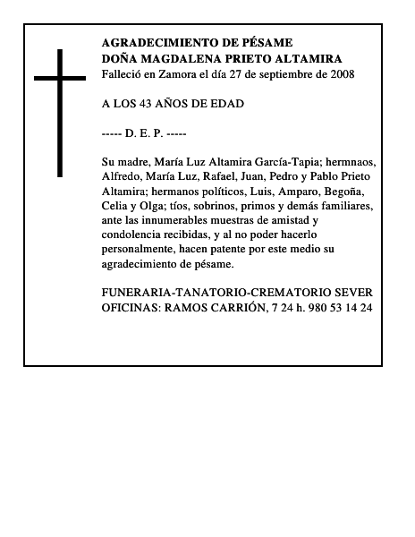 DOÑA MAGDALENA PRIETO ALTAMIRA