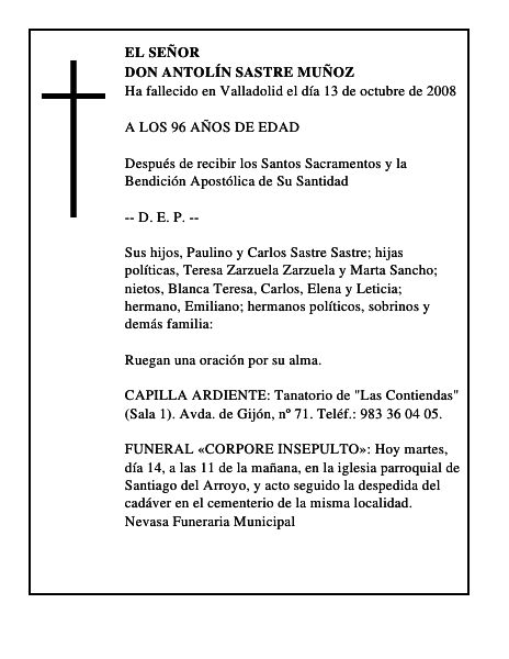 DON ANTOLÍN SASTRE MUÑOZ